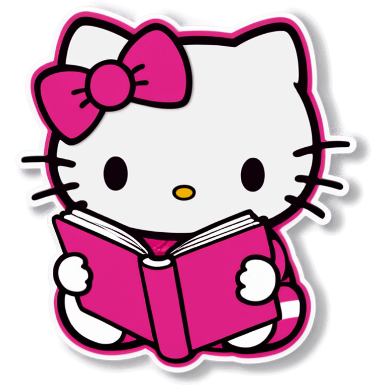 Pink Hello Kitty reading a book  emoji