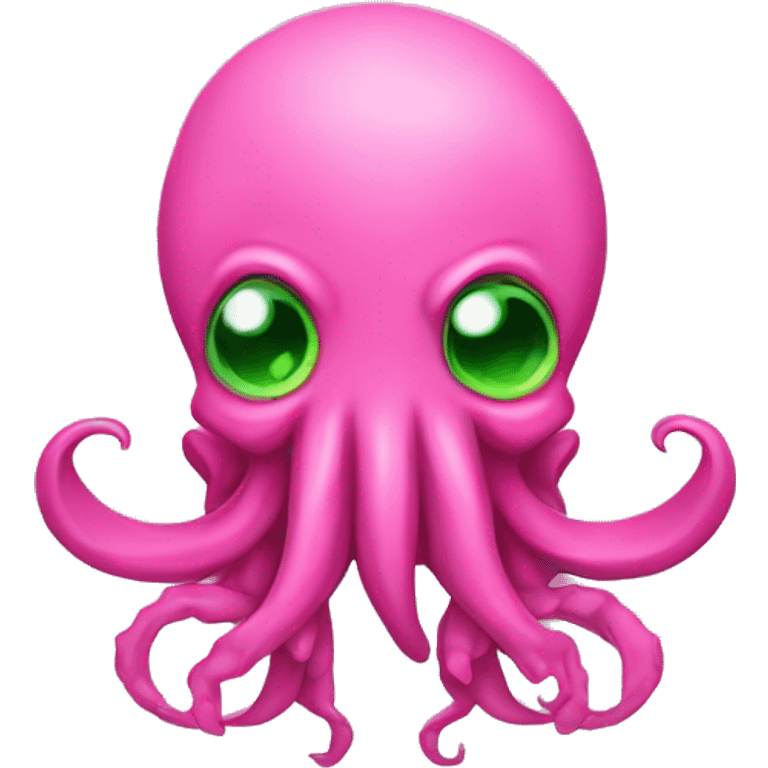 Cthulhu wearing a pink bow emoji