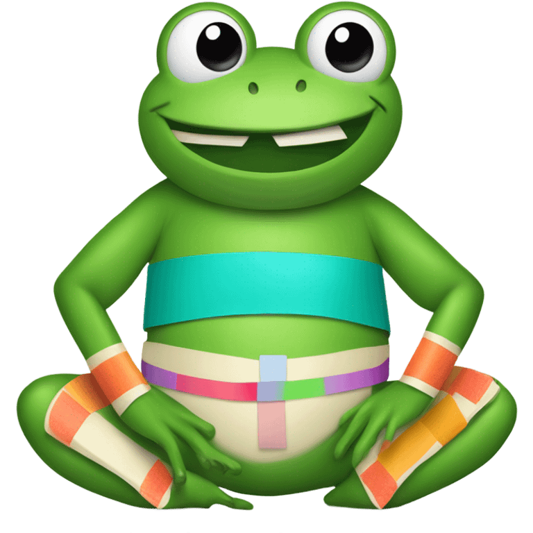 Frog with band aids on belly emoji