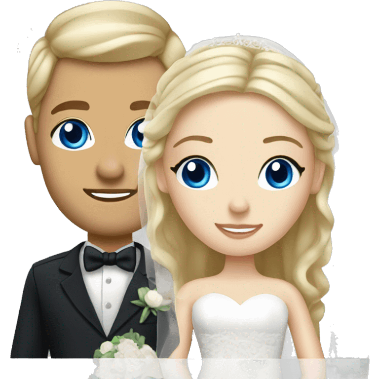 bride blue eyes and blonde hair, groom fair skin emoji