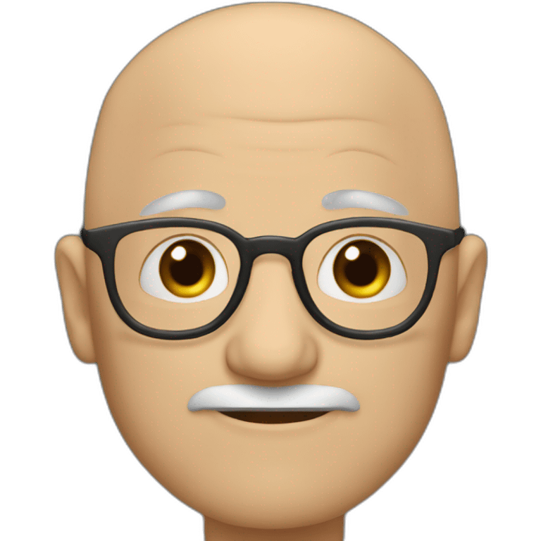 60 year old man, bald, whit little beard and glasses emoji