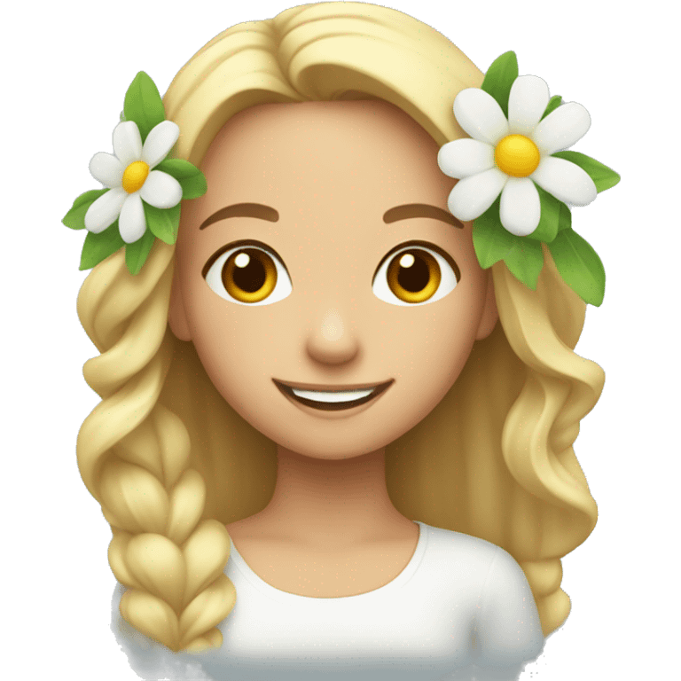 smiling girl with flower bouquet emoji