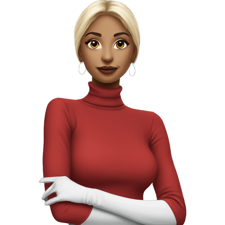 Turtle neck red dress long sleeve emoji