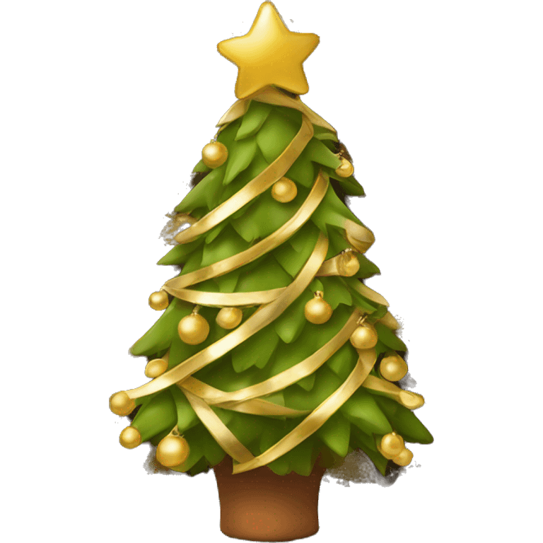 Christmas tree with gold and brown decorations emoji