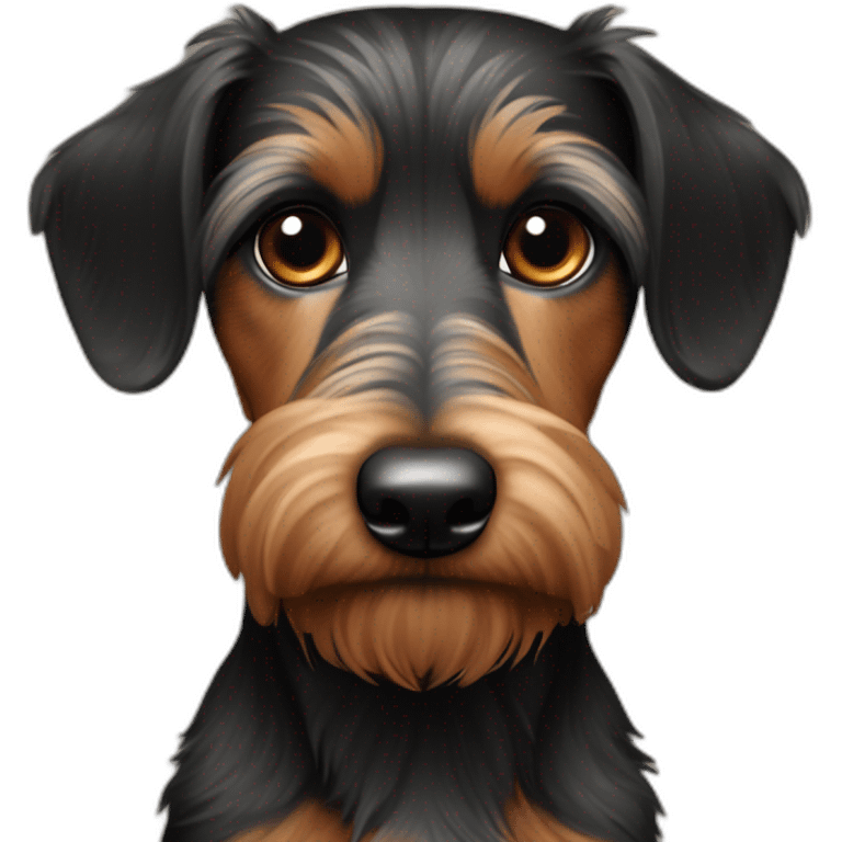 A wire-haired daschaund dog black and brown emoji