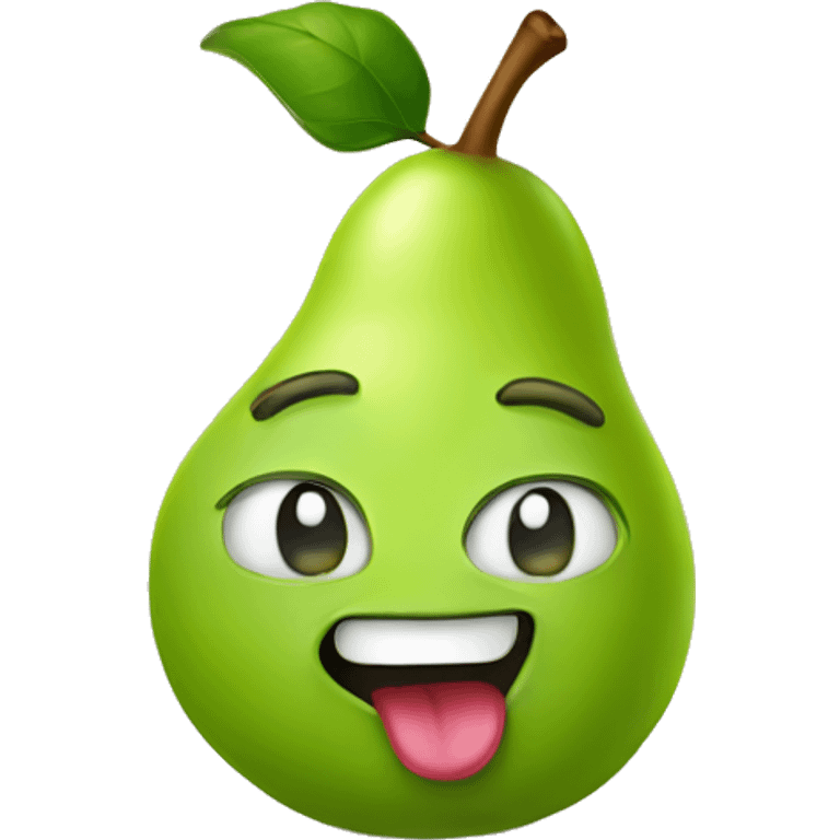 Green Cute pear with tongue emoji