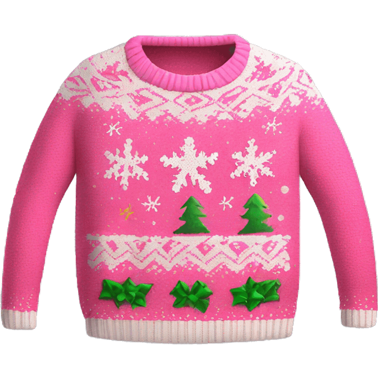 Realistic isolated pink ugly Christmas sweater. emoji