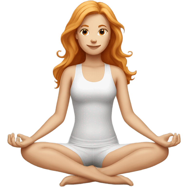 a strawberry blonde haired woman doing yoga emoji