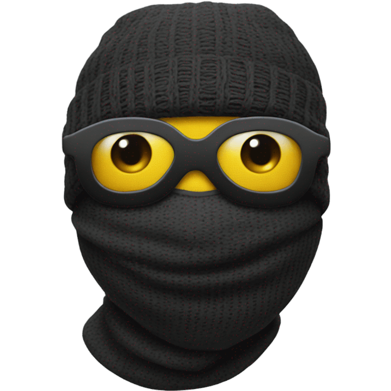 Emoji wearing a ski mask with eyes emoji