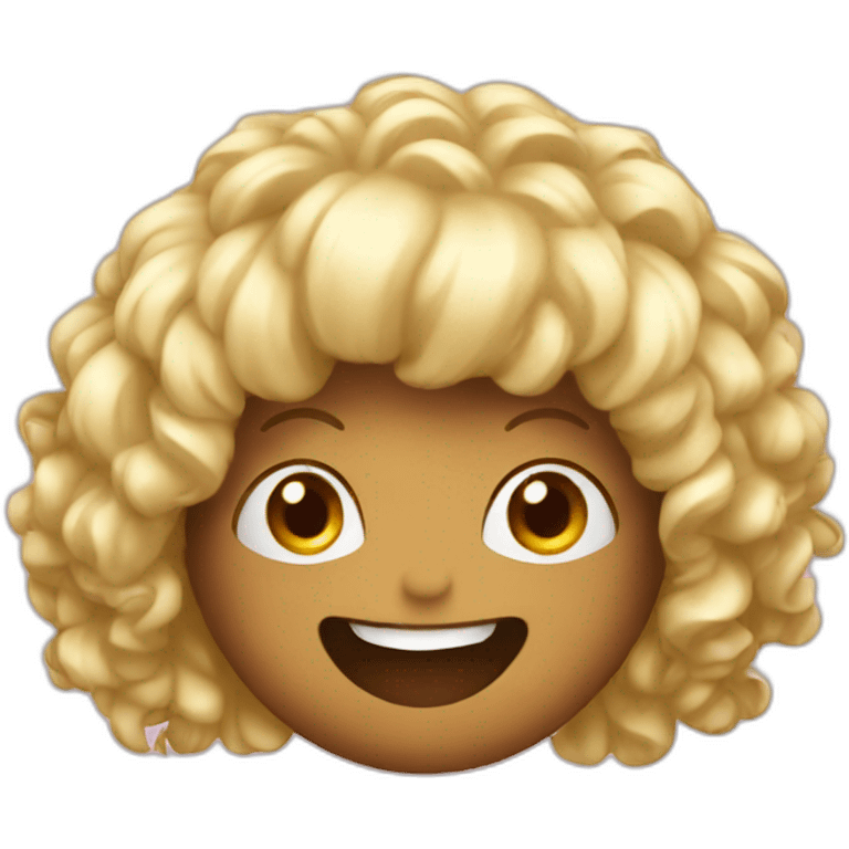 Poo with a blonde wig smiling emoji