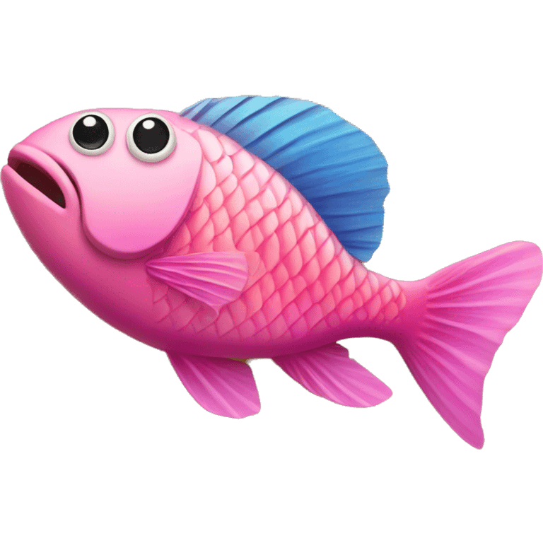 Pink fish lying on the beach emoji