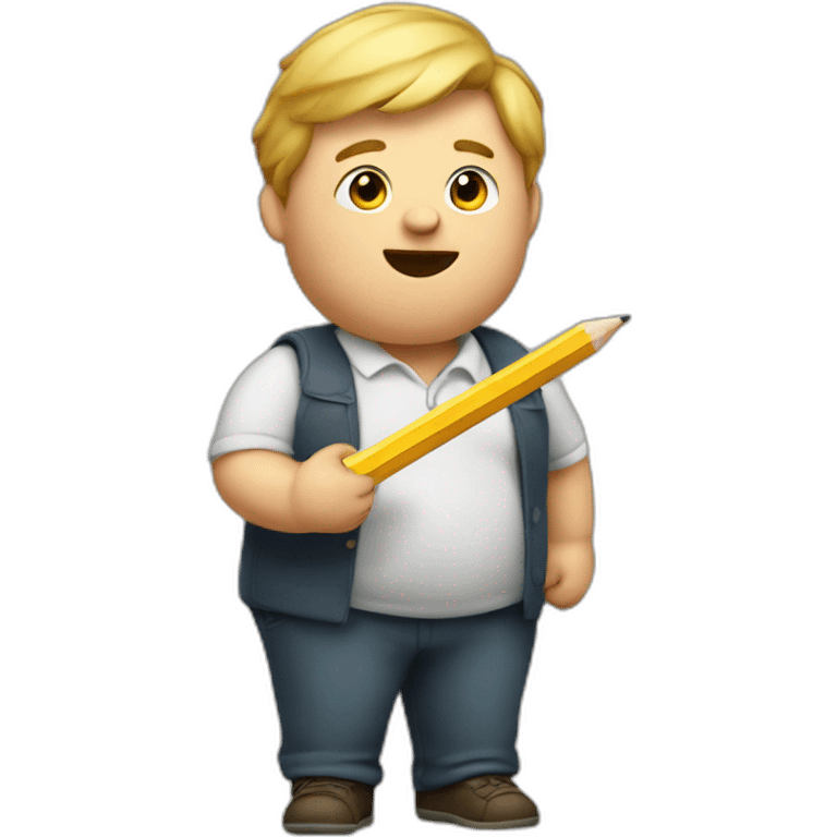 A fat boy with a pencil in his hand emoji