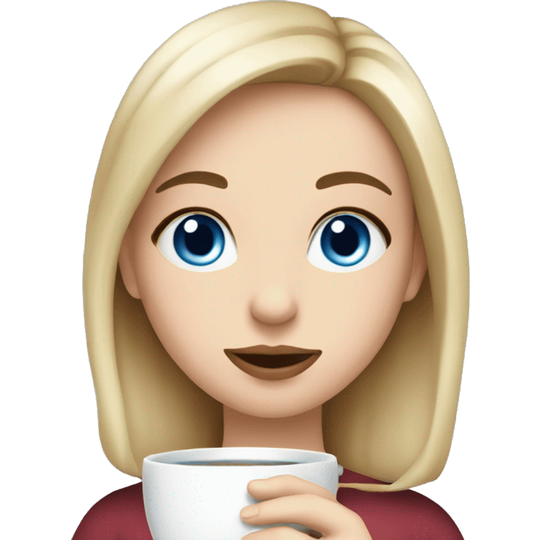 Girl sipping tea blue eyes blound Christmas emoji