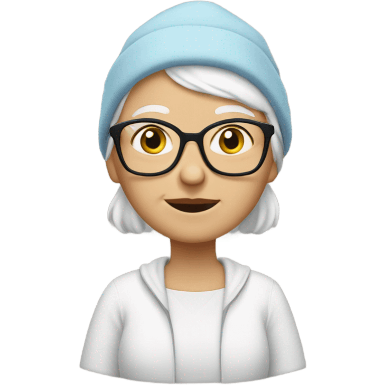 White Grandma with a Beanie ￼￼ emoji