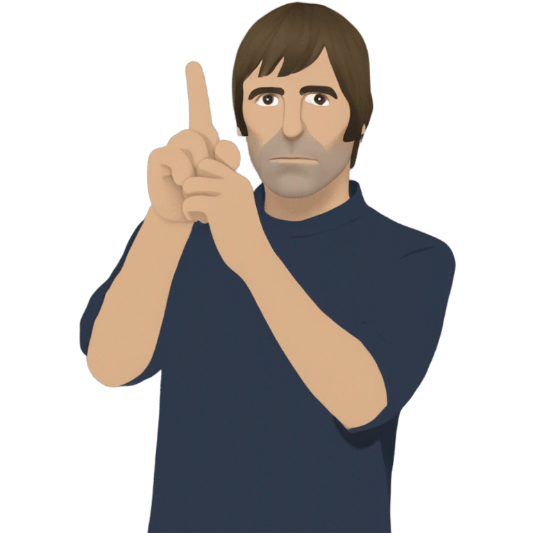 Liam Gallagher holding up two fingers ￼ emoji