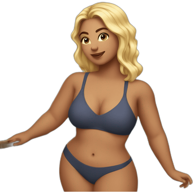 Slim-Thicc caucasian woman swimsuit posing emoji