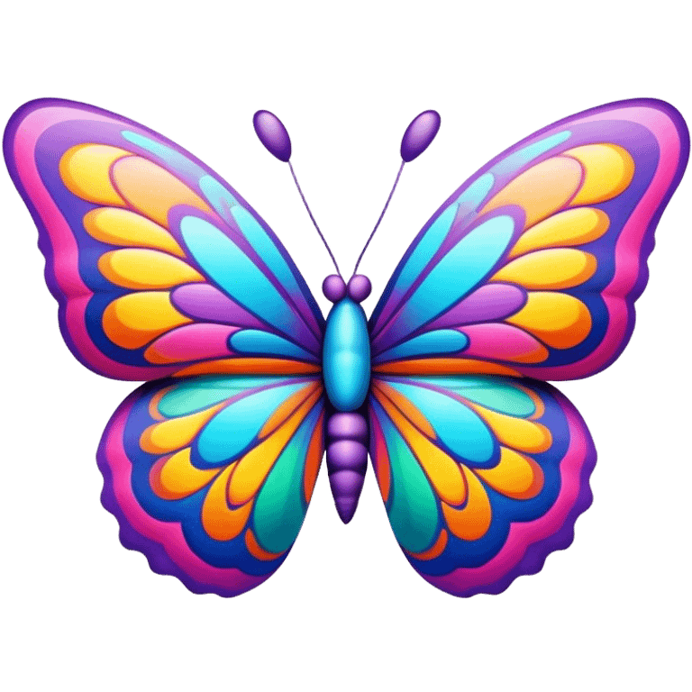 3D, psychedelic colored hippie style butterfly emoji