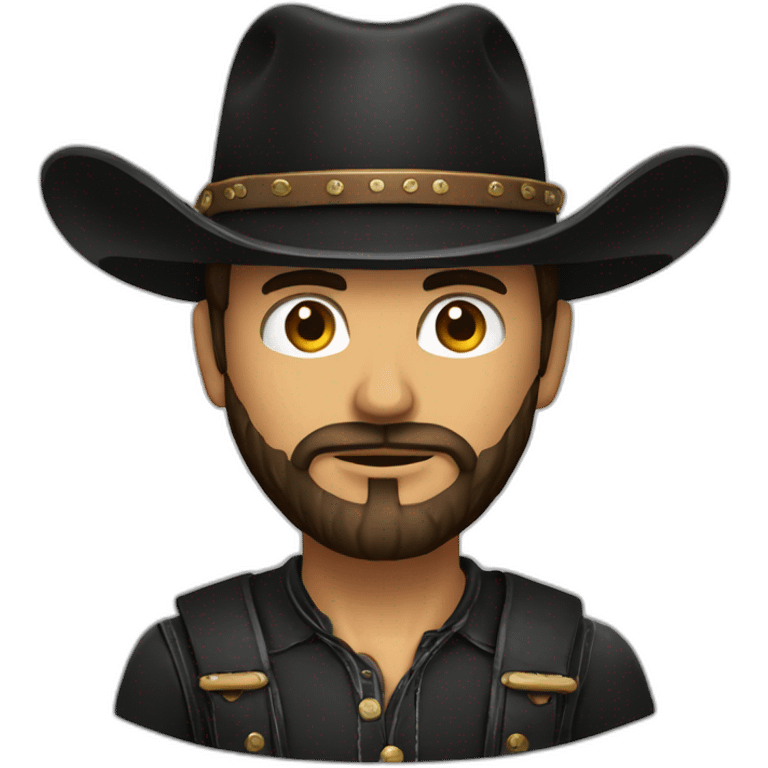 hombre con sombrero vaquero color negro y barba de candado emoji