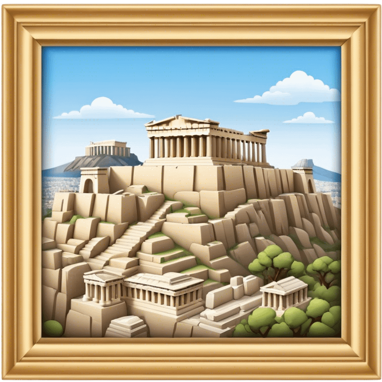 Cinematic Realistic Acropolis Landmark Emoji, showcasing ancient ruins set against a clear sky rendered with intricate detail and timeless lighting. emoji