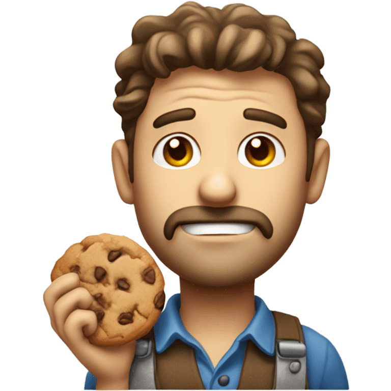 Dodgy builder holding a chocolate chip cookie not tan emoji