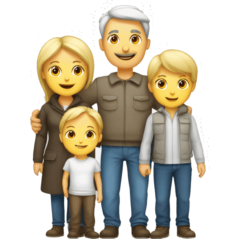 family two parents with four children European white emoji