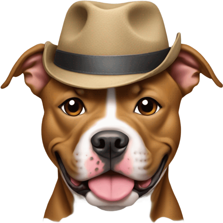 Pit bull wearing a hat emoji