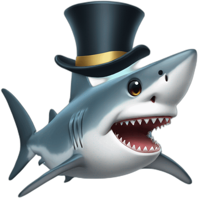 Shark with a top hat emoji