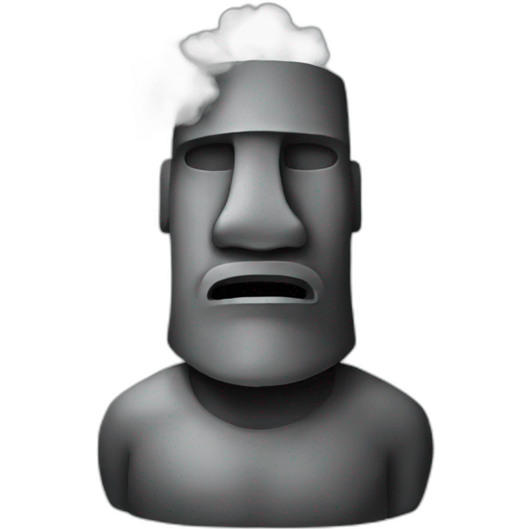 Moai with smoke emoji