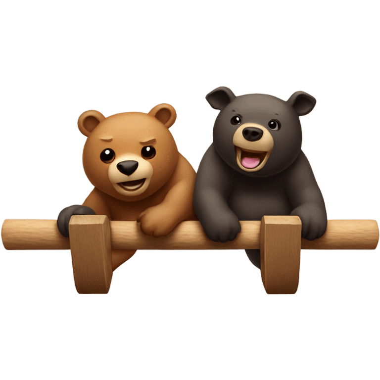 Bear and bull on seesaw  emoji