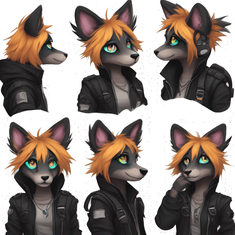 Edgy cute modern punk techwear anthro furry animal sona by Falvie, LiLaiRa, AngieWolf emoji