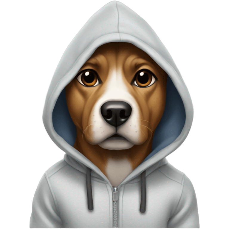 A dog wearing a hoodie  emoji