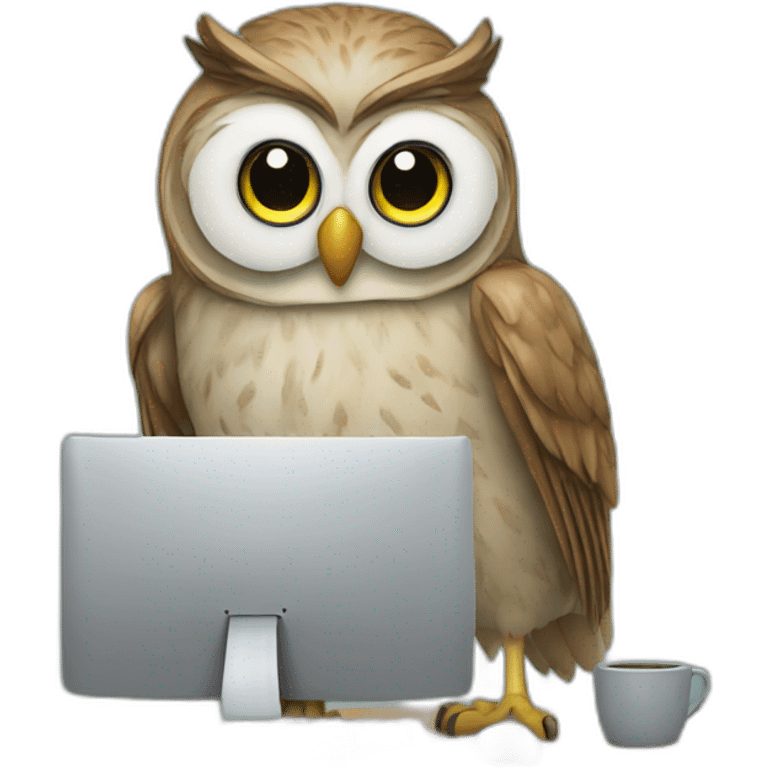 Owl working on a computer emoji