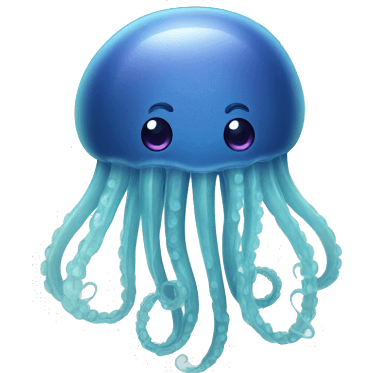 Blue friendly jellyfish long tentacle emoji