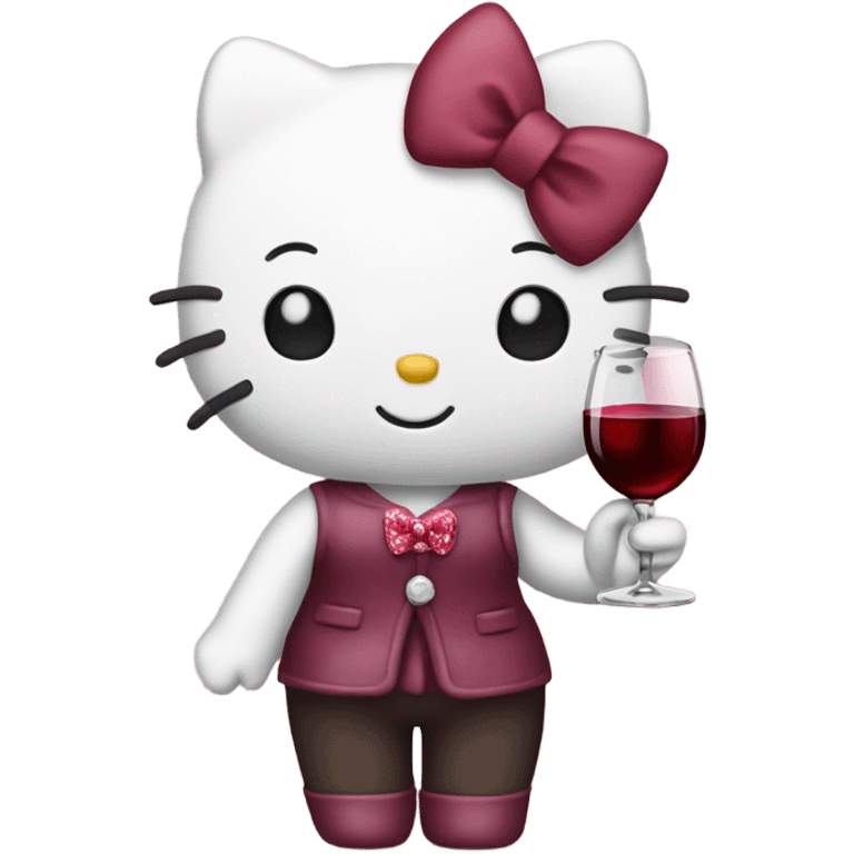 Hello Kitty drinking red wine emoji