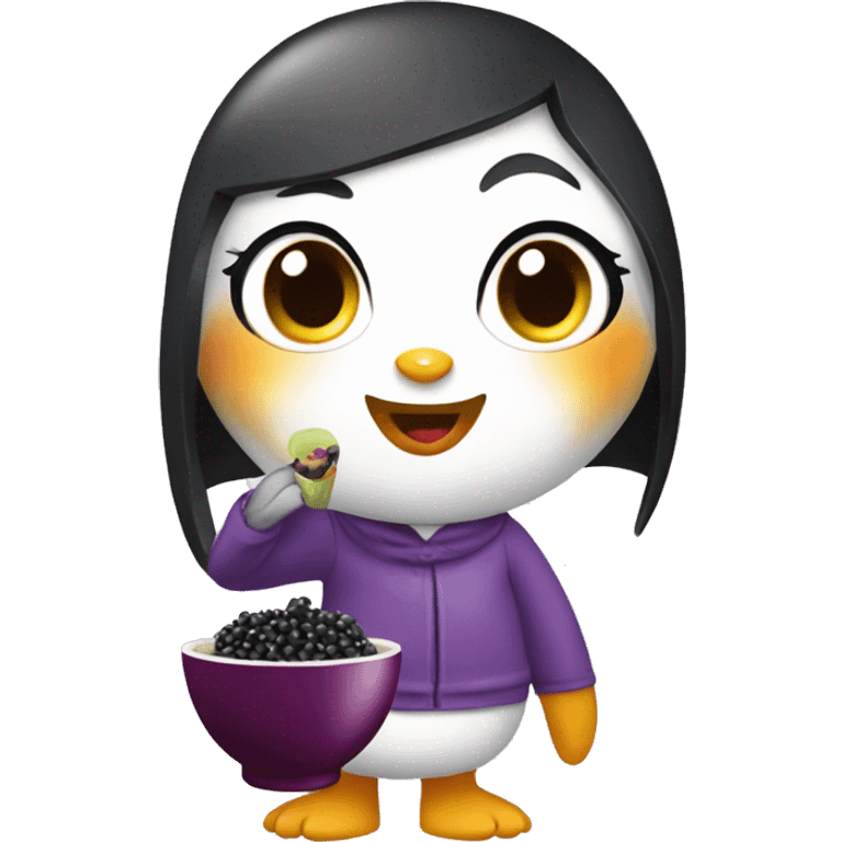 Penguin Girl with acai Bowl emoji