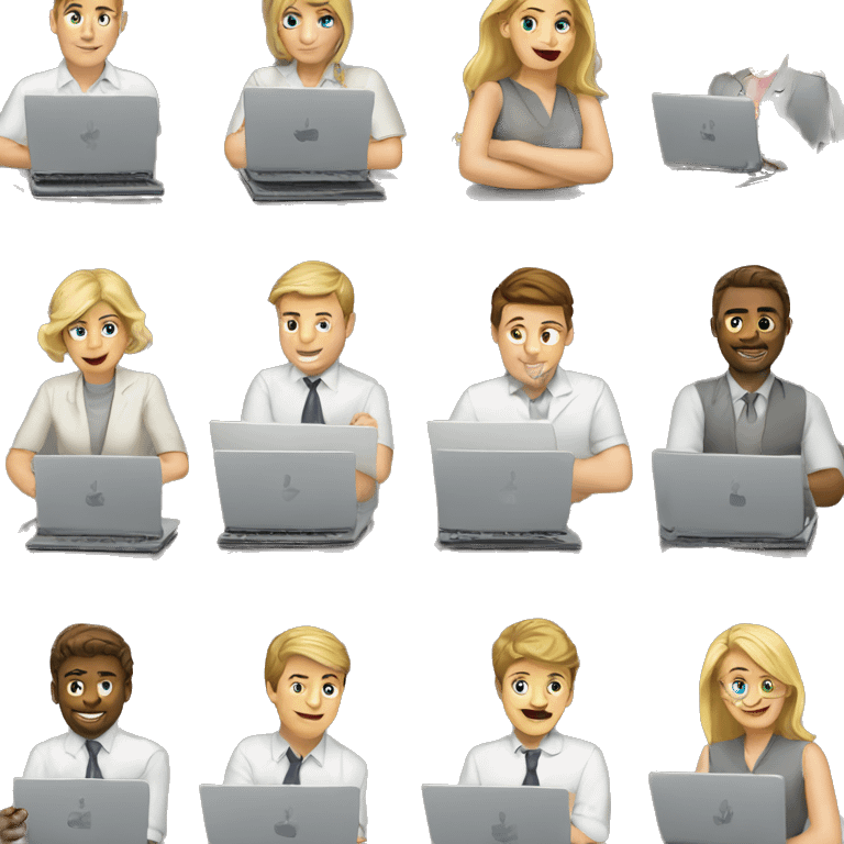 Teamwork with laptops  emoji