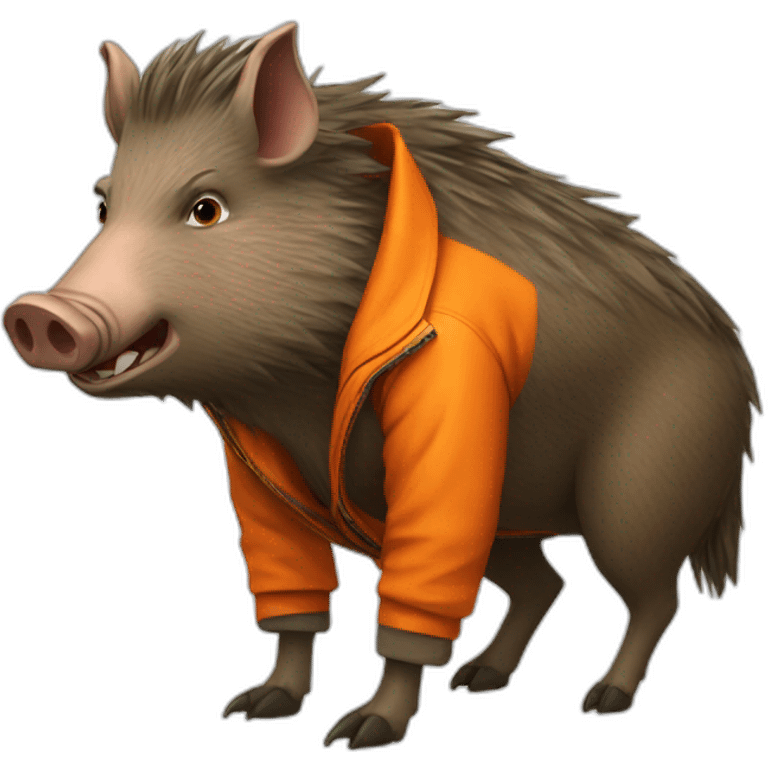 ANGRY wild boar with orange jacket emoji