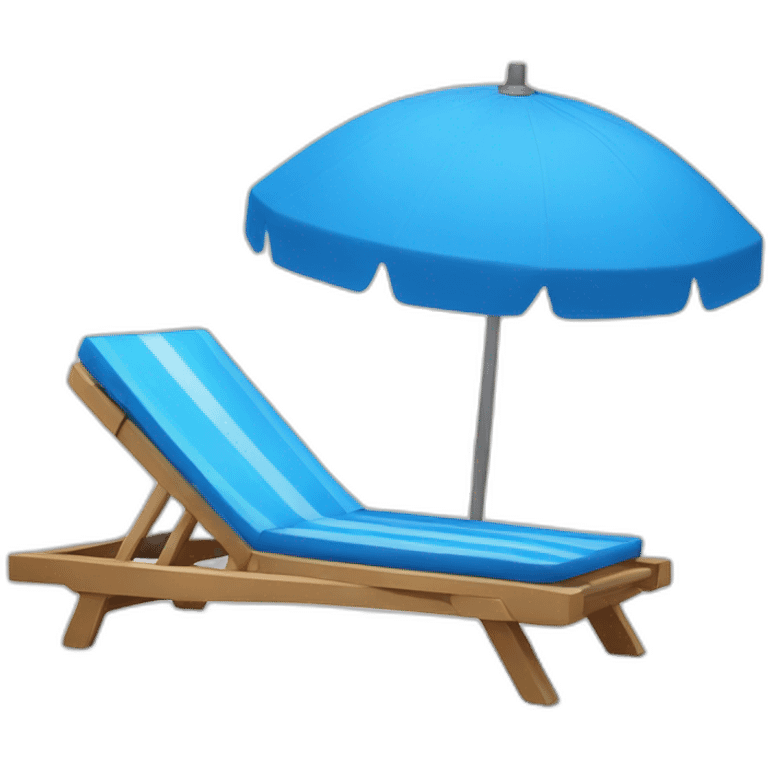 A sunbed with a parasol, colored blue emoji