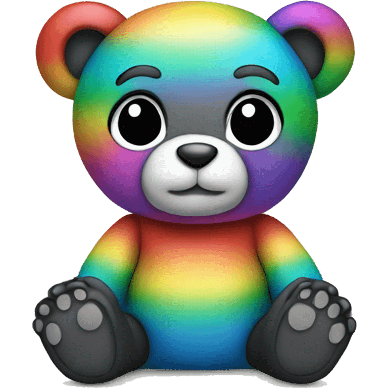 sitting rainbow teddy bear with black ears emoji