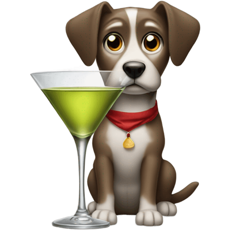 A dog drinking a martini emoji