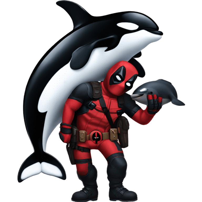 Deadpool holding an orca emoji