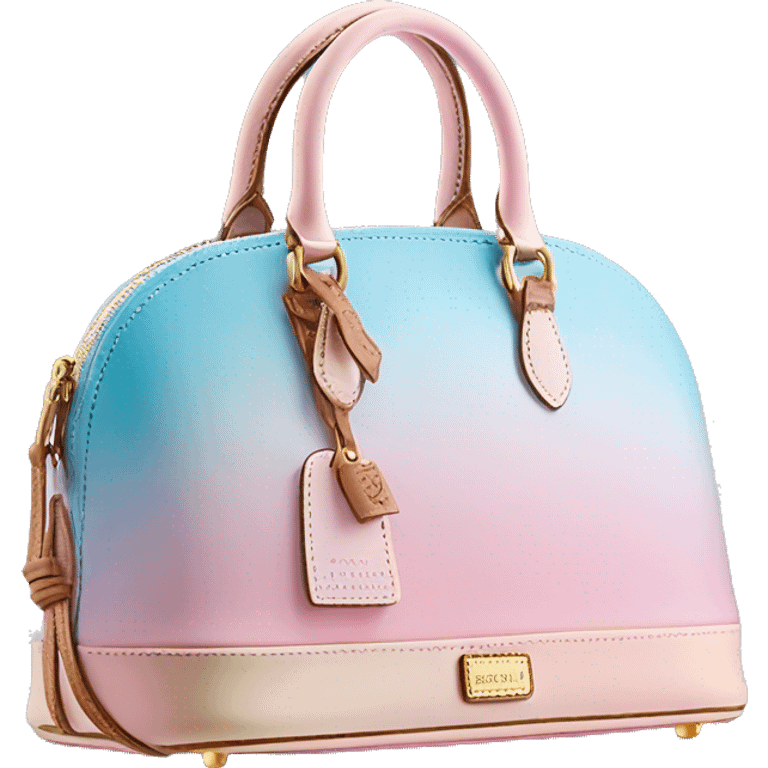 Realistic pastel pink to pastel blue ombre dooney and bourke domed satchel purse.  emoji