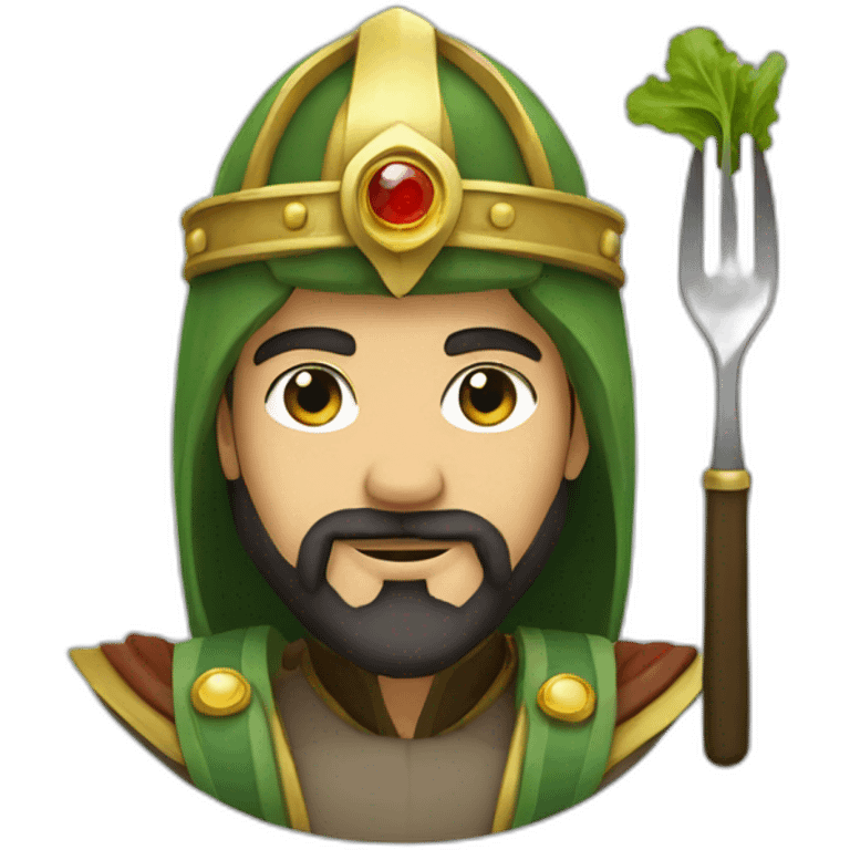 Saladin with gem in the left hand and salad in the right hand emoji