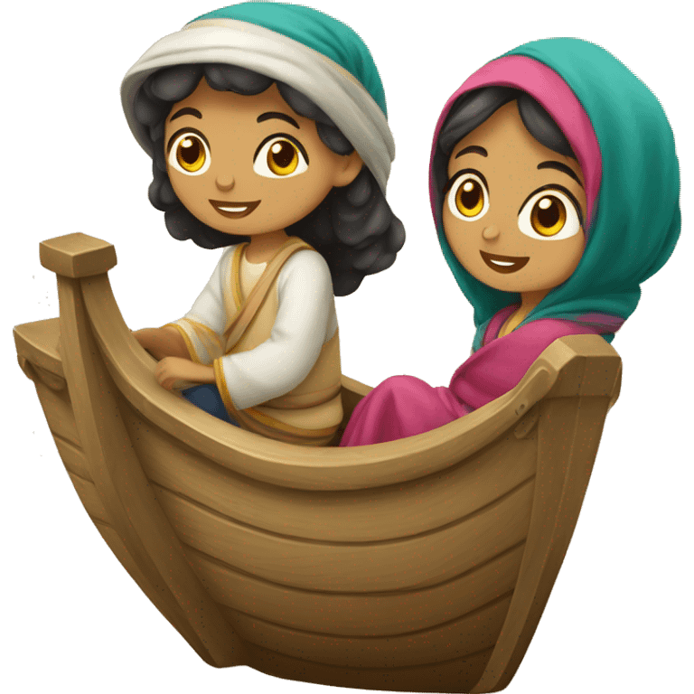 Enfants Arabe dans un bateau emoji