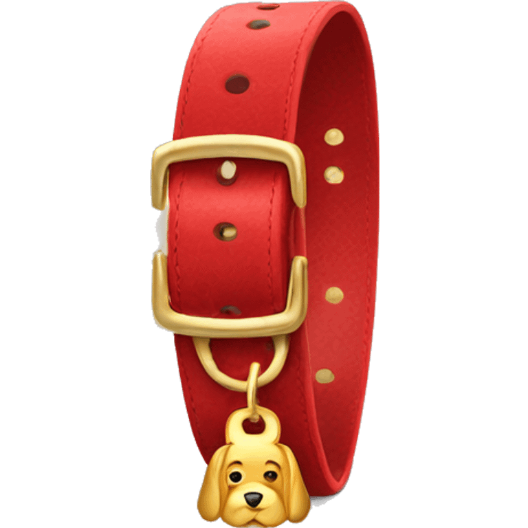 red dog collar with golden tag emoji