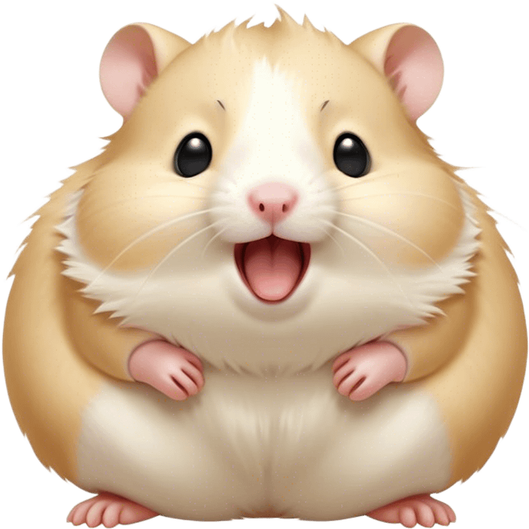 Cinematic Cute Yawning Cream Hamster Portrait Emoji, Head tilted slightly with a dramatic, wide-open yawn, showcasing a soft, pristine cream fur with tiny droopy ears, round dark eyes barely open in drowsy contentment, Simplified yet irresistibly adorable features, highly detailed, glowing with a soft, cozy glow, high shine, relaxed yet expressive, stylized with a touch of whimsy, bright and endearing, soft glowing outline, capturing the essence of a sleepy yet affectionate hamster, so drowsy it feels like it could stretch out of the screen and curl up for a nap! emoji