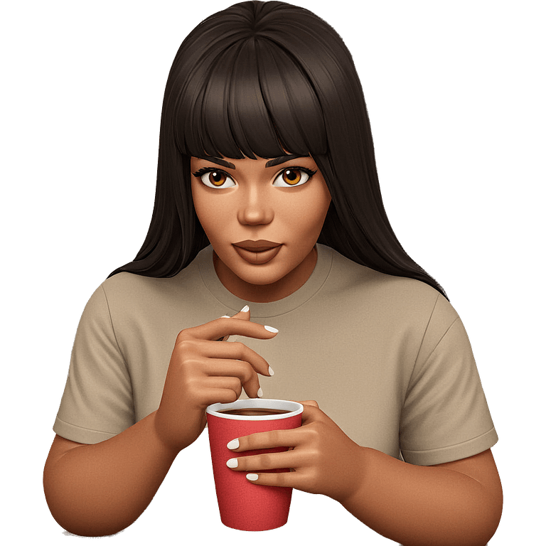 girl with cup indoors emoji