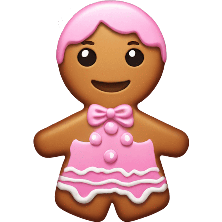 Pink gingerbread girl cookie emoji