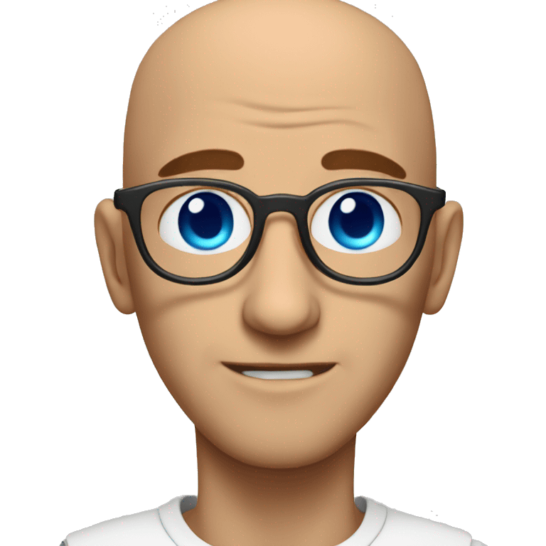 a bald man with blue eyes wearing glasses as naturo character emoji