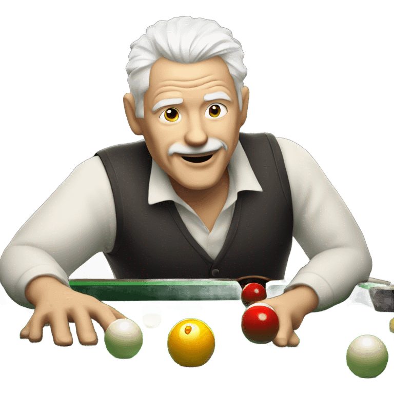 Older man with white hair playing pool while drinking wine emoji